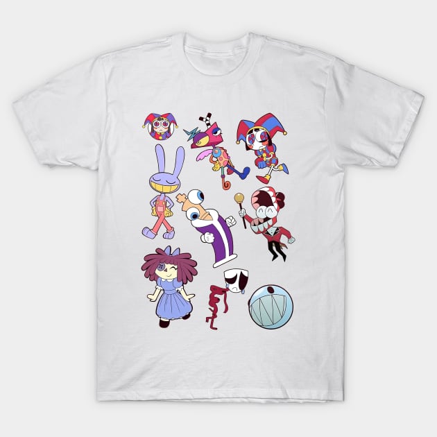 the amazing digital circus characters collection T-Shirt by ksemstudio